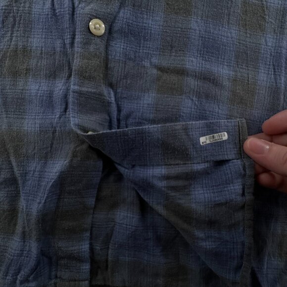 Peter Millar Soft Lightweight Button Up Shirt Men Long Sleeve Blue Gray Plaid - Picture 11 of 12